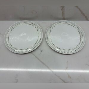 2 Vintage MCM Melitta Germany White Olive Green Lunch Plates 1970s